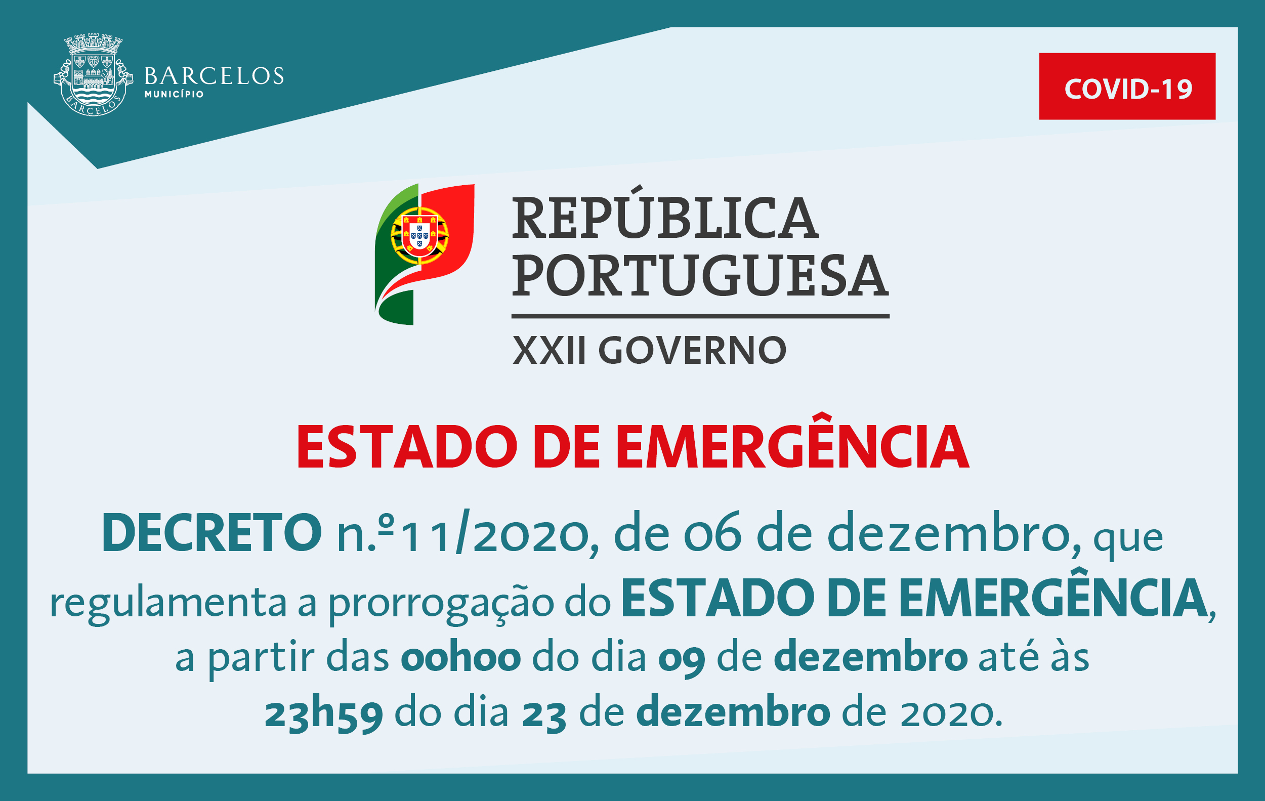 Decreto n.º11/2020, de 6 de dezembro, que regulamenta a prorrogação do Estado de Emergência