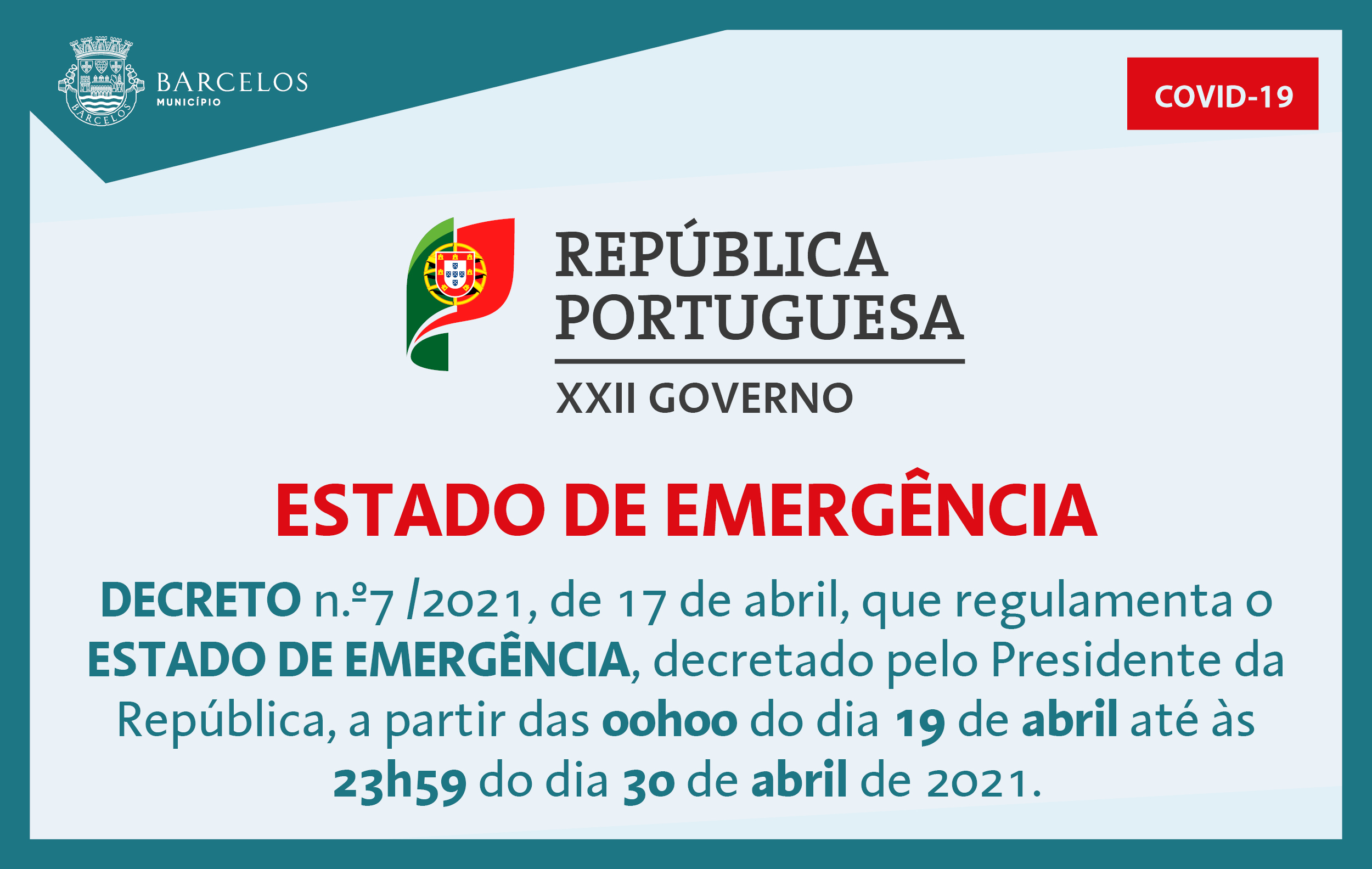 Decreto n.º7/2021, de 17 de abril, que regulamenta o Estado de Emergência