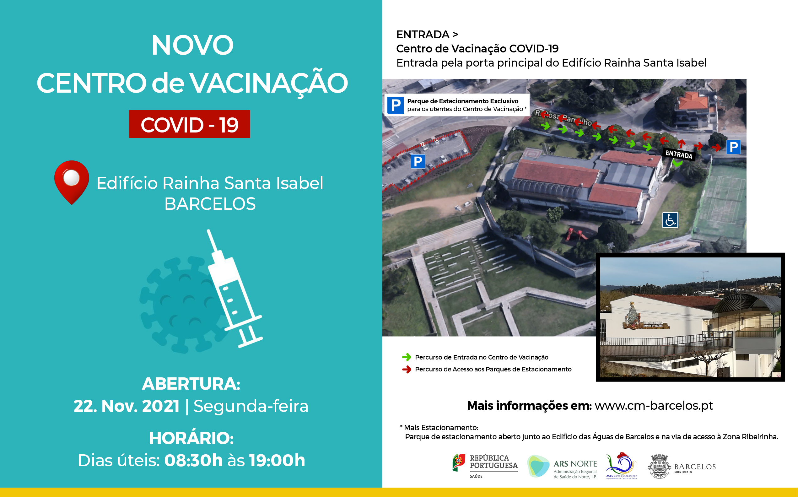 Novo Centro de Vacinação Covid 19 abre segunda-feira